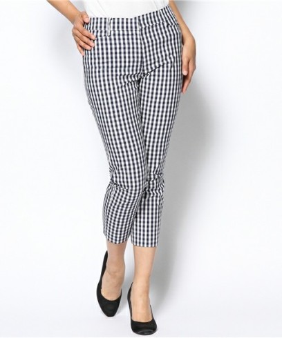 *ジュエルチェンジズ*ネイビー×ホワイトギンガムチェッククロップドパンツ*拍卖