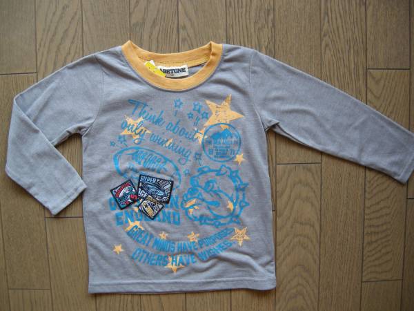 【新品】ABETONEワンちゃん柄長袖Tシャツ 100 灰拍卖