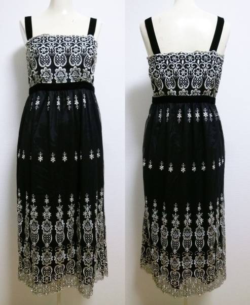 【新品】メトリーゼ*黒刺繍フォーマルワンピース38結婚式SCOT41拍卖