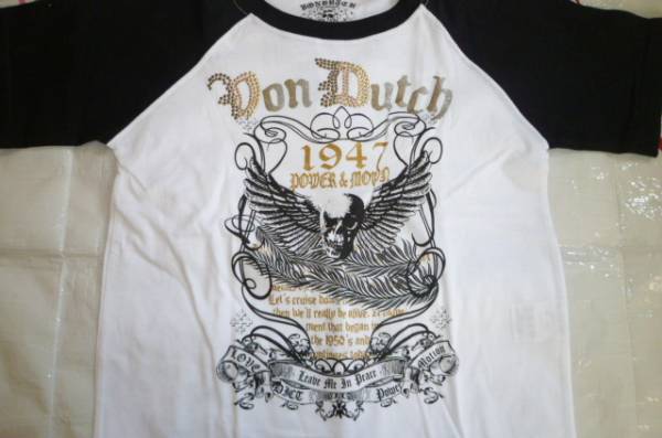 新品タグ付きVonDutchドクロ半袖Tシャツ120cm黒白拍卖