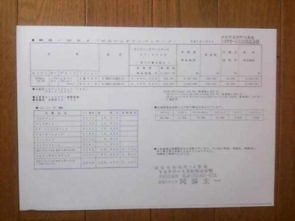 特別仕様・SW20 MR2 ビルシュタイン・価格表・カタログ・無拍卖