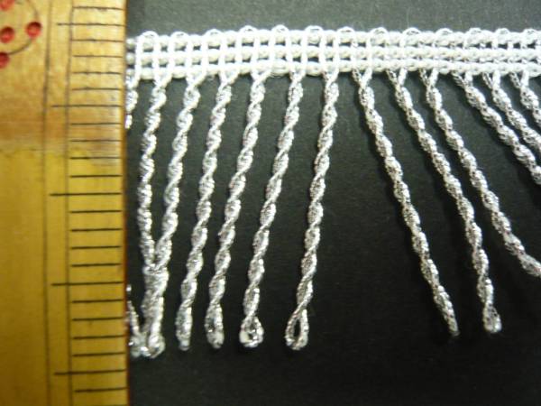 ●(NH021)3.8cm幅のラメフリンジ(2m)ーシルバー拍卖