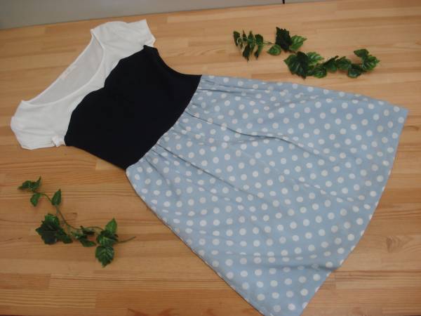 ☆ef-de エフデ☆フランドル ドット柄 異素材切換えワンピース 7拍卖