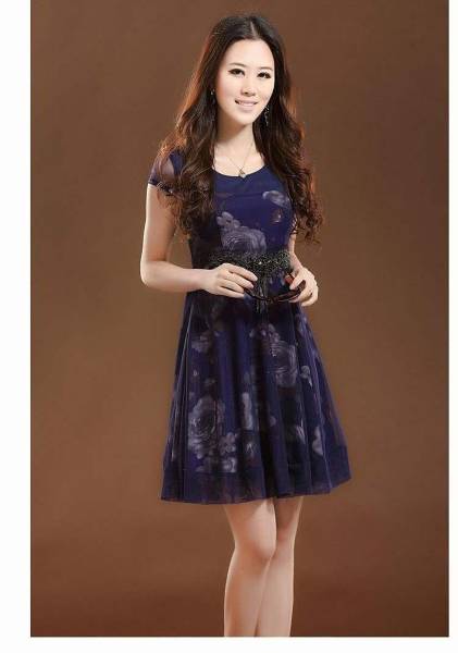 ◎華やかな雰囲気を演出するお嬢様スタイルシルク混ワンピース〆拍卖