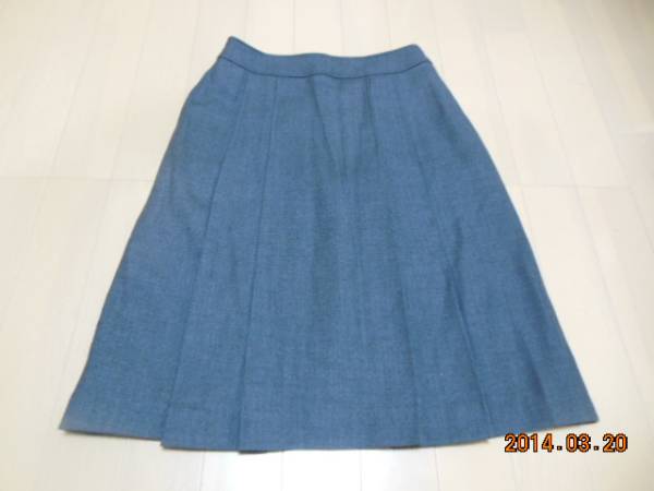 毛100%プリーツスカート/ひざ丈スカート/W61/日本製拍卖