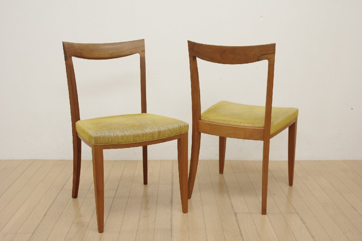 モデルルーム展示品 リッツウェル Ritzwell カレッツァ ダイニングチェア 2脚セット CAREZZA ファブリック イエロー ウォールナット 椅子 C