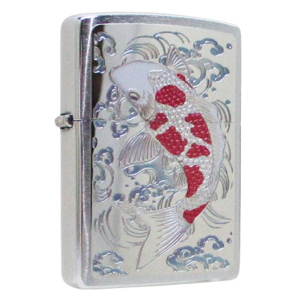 ジッポー オイルライター USA Zippo 和柄シリーズ 昇り鯉 CP-KC＆ギフトボックスセット（オイル＋フリント+BOX）