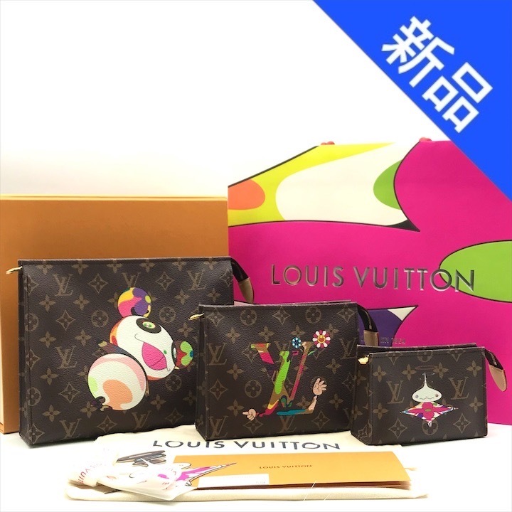国内正規品 新品 LOUIS VUITTON Takashi Murakami ルイヴィトン 村上隆 コラボ モノグラム トリオ ポッシュ トワレ ポーチ バッグ m13871