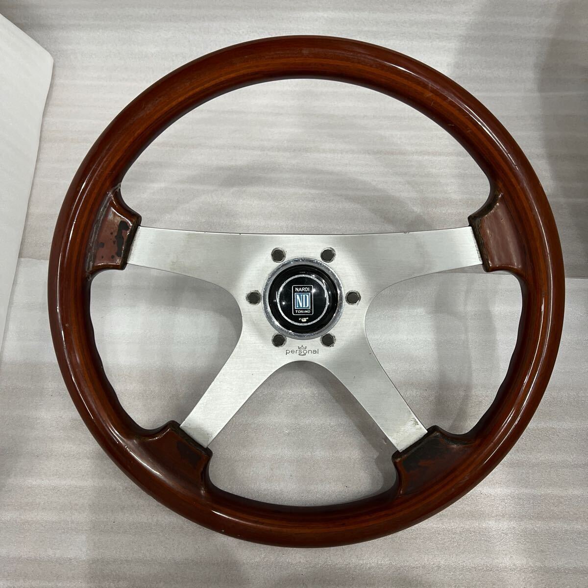 当時物 Personal ウッドステアリング 35cm NARDI ホーンボタン ナルディ イタリア製 2-78 パーソナル