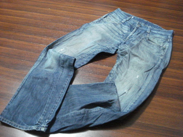 G-STAR RAWダメージ加工デニムパンツ/メンズ/ネイビー/ジースター/ジーパン/w32~33ぐらい