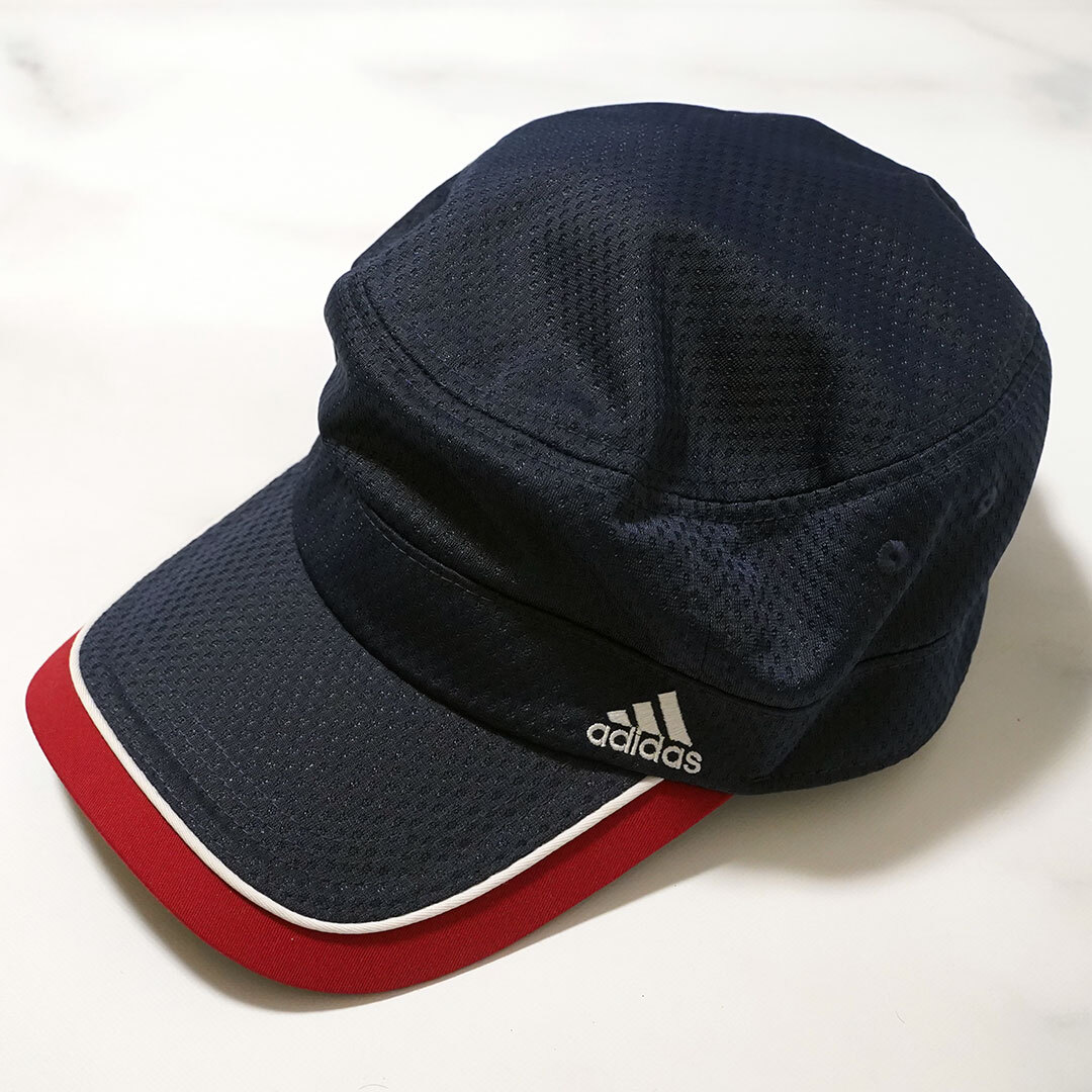 新品・未使用・超希少☆adidas アディダス　エステルピケ切替ロゴキャップ　ネイビー　4L/62～65cm　アディダス 帽子 キャップ | 送料無料