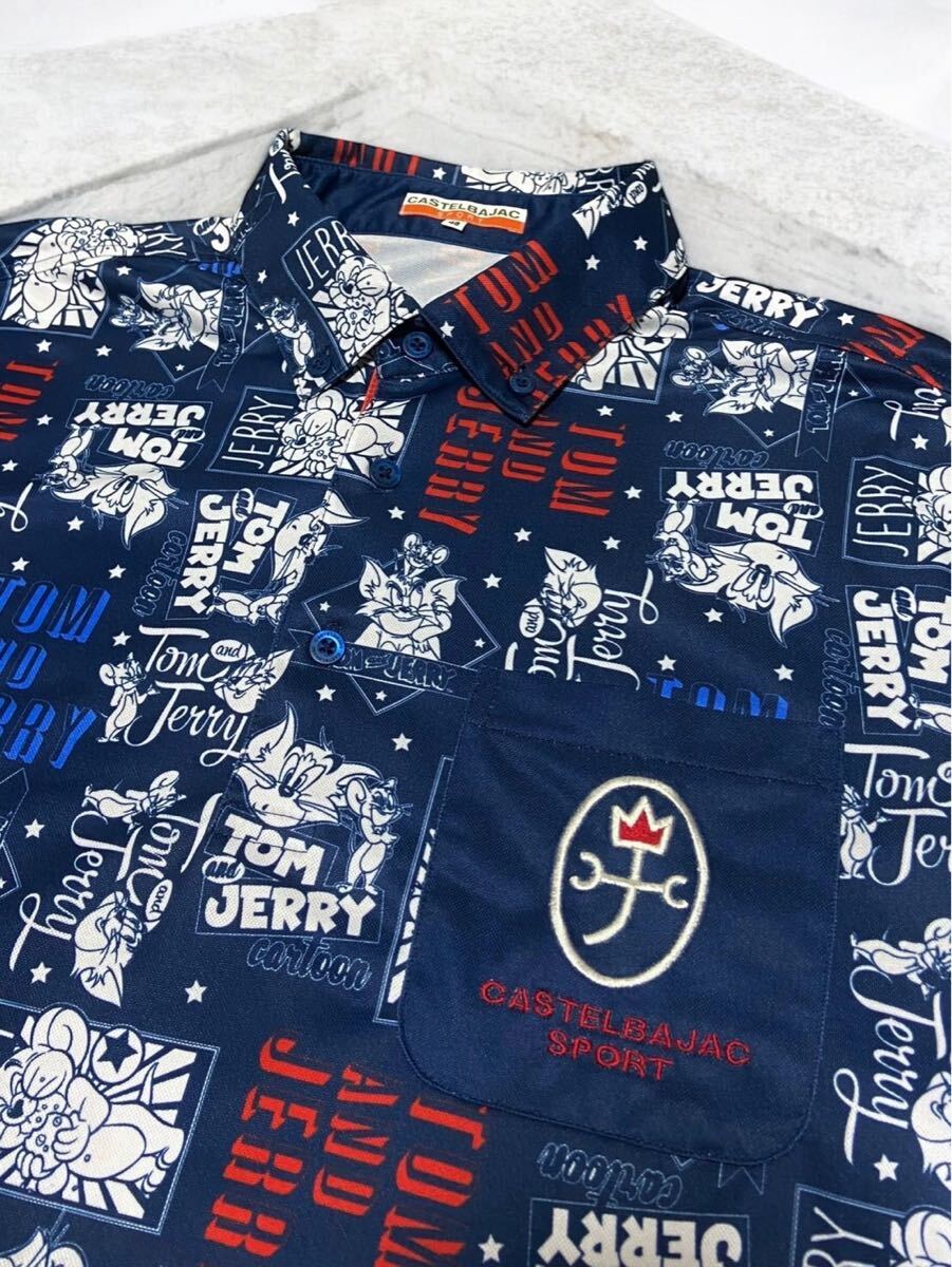 CASTELBAJAC カステルバジャック　トムとジェリー　総柄　半袖　GOLF ゴルフ　ポロシャツ★48サイズ L★