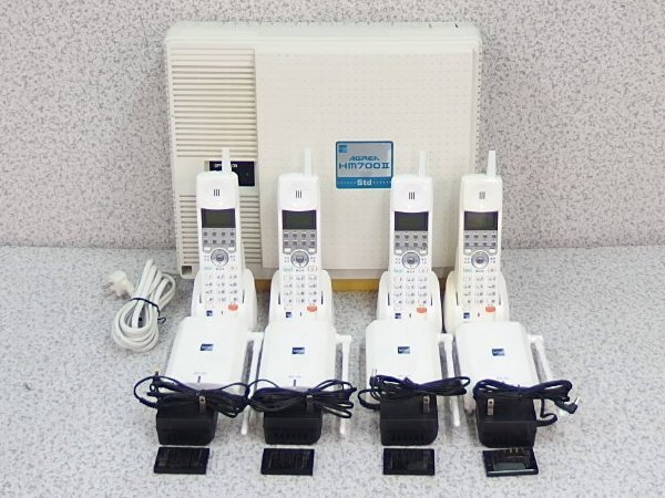 ■β Saxa/サクサ 主装置＋電話機セット HM 700 StdⅡ主装置+コードレス電話機BT605(W)＋WS605 4セット【0108-03】