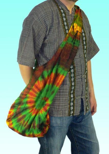 タイ王国製 ヒッピー風タイダイ 肩紐極太 アジアン ショルダーバッグ エスニック NU-BAG17