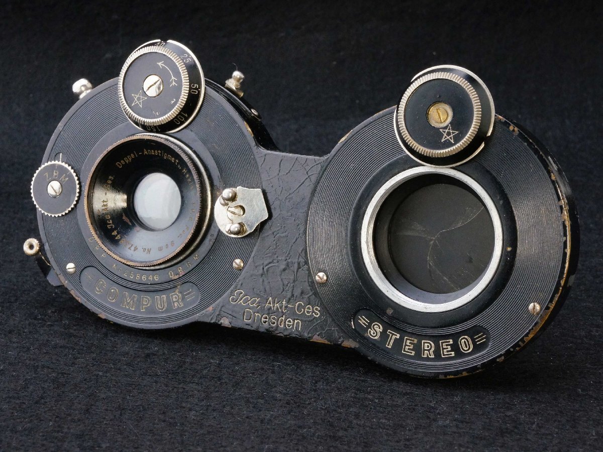 希少!! Ica Act-Ges Dresden STEREO 用 Doppel Anastgmat Hekla 9cm F6.8 とシャッター !! アンティーク 5006