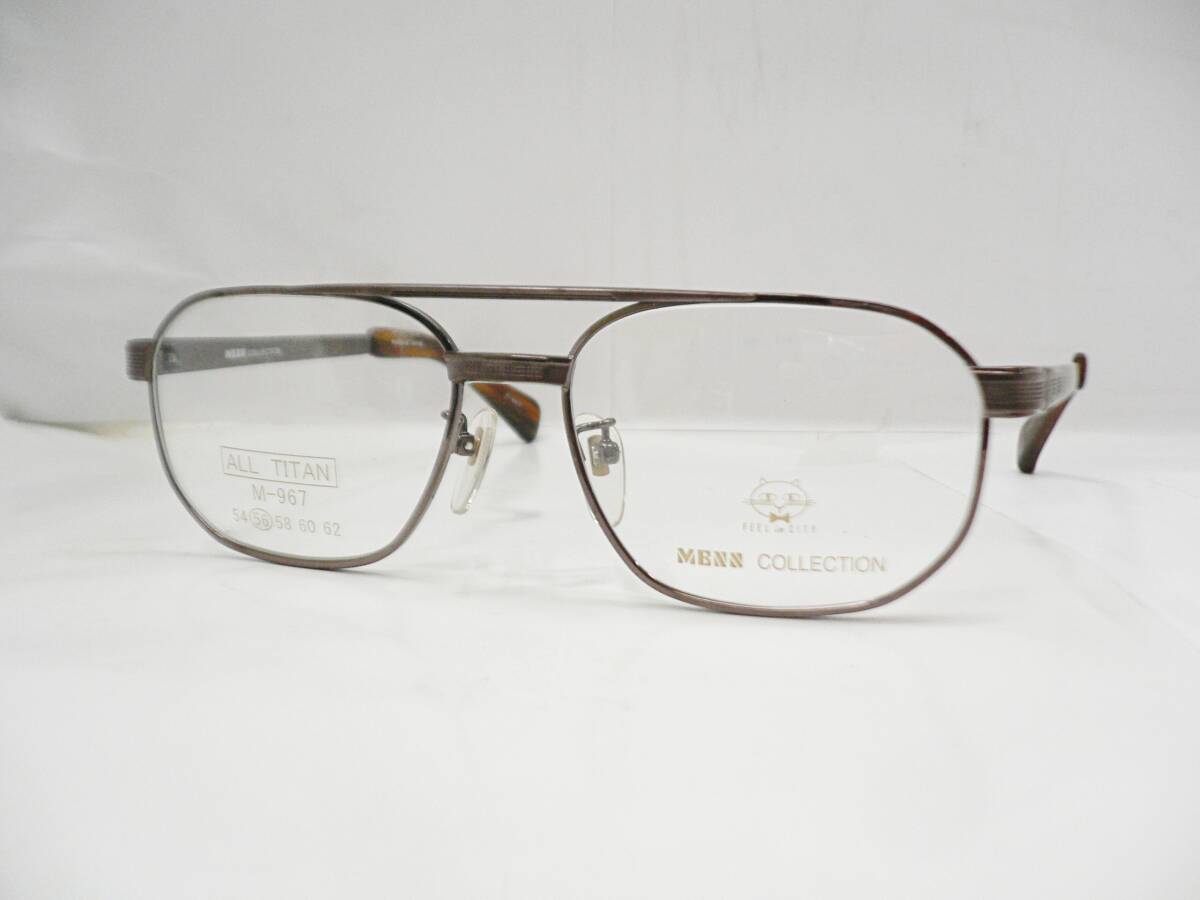 未使用　MENN COLLECTION　56サイズ　ツーブリッジ　ティアドロップタイプ　ブラウンカラー　オールチタン　日本製　