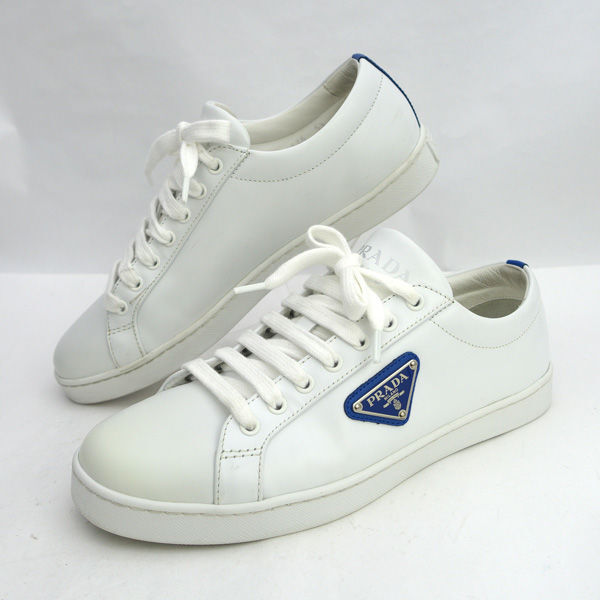 ★ プラダ スニーカー 三角ロゴ ホワイト ブルー LANE レーン 2EE376 (0220513236)