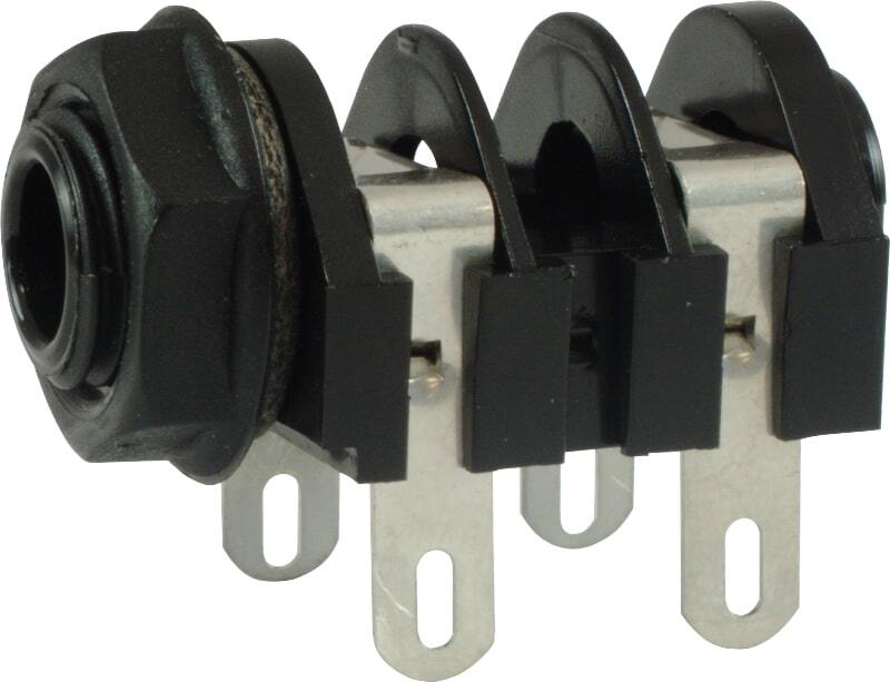 ジャック 1/4 Jack - Cliff, solder lugs, switched, black, Mono [送料170円から 同梱可]