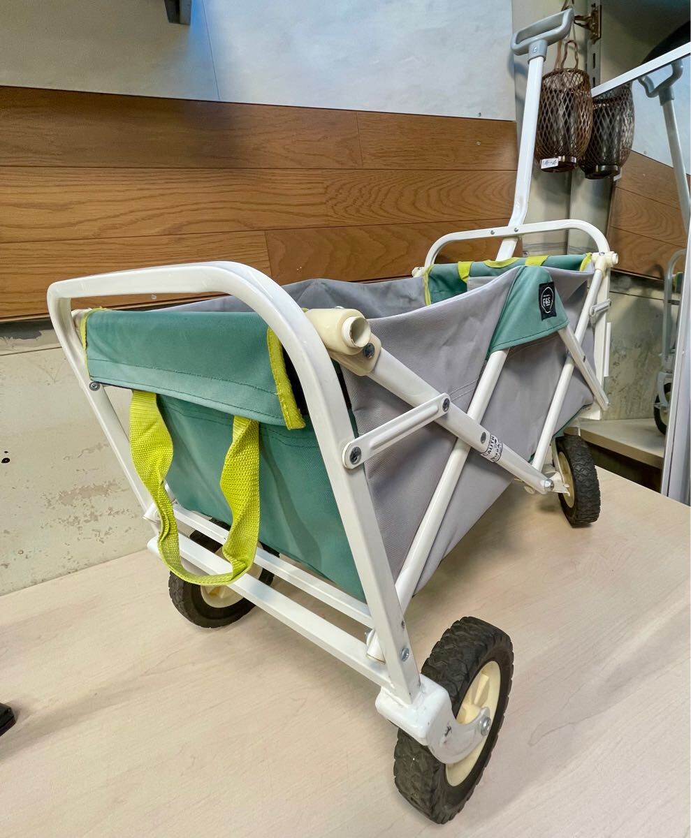 折りたたみキャリーワゴン　グリーン　幅70奥行43高さ51 ハンドル91cm 7キロ　耐荷重60 kg 19-5 