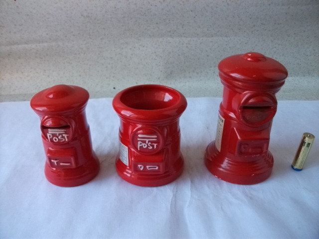 即決 希少 レア 当時物 郵便ポスト　３種　陶器製　ポスト＆小物入れ　 貯金箱 フイギュア 昭和レトロ ビンテージ
