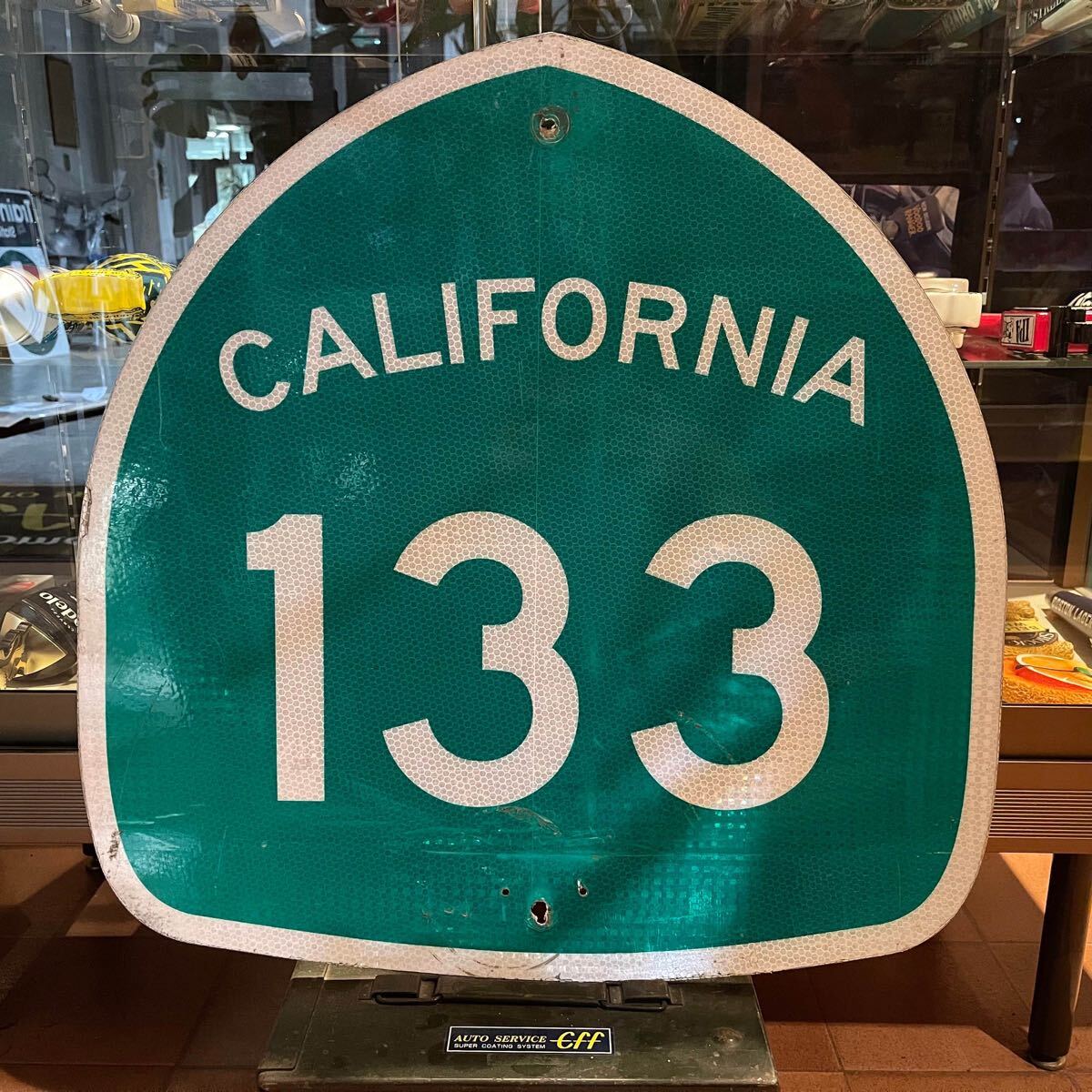 ロードサイン CALIFORNIA 133 E21 WARNING 道路標識 ガレージ 本物 アメリカ雑貨 輸入雑貨 ハワイ雑貨 カリフォルニア メタルサイン usdm