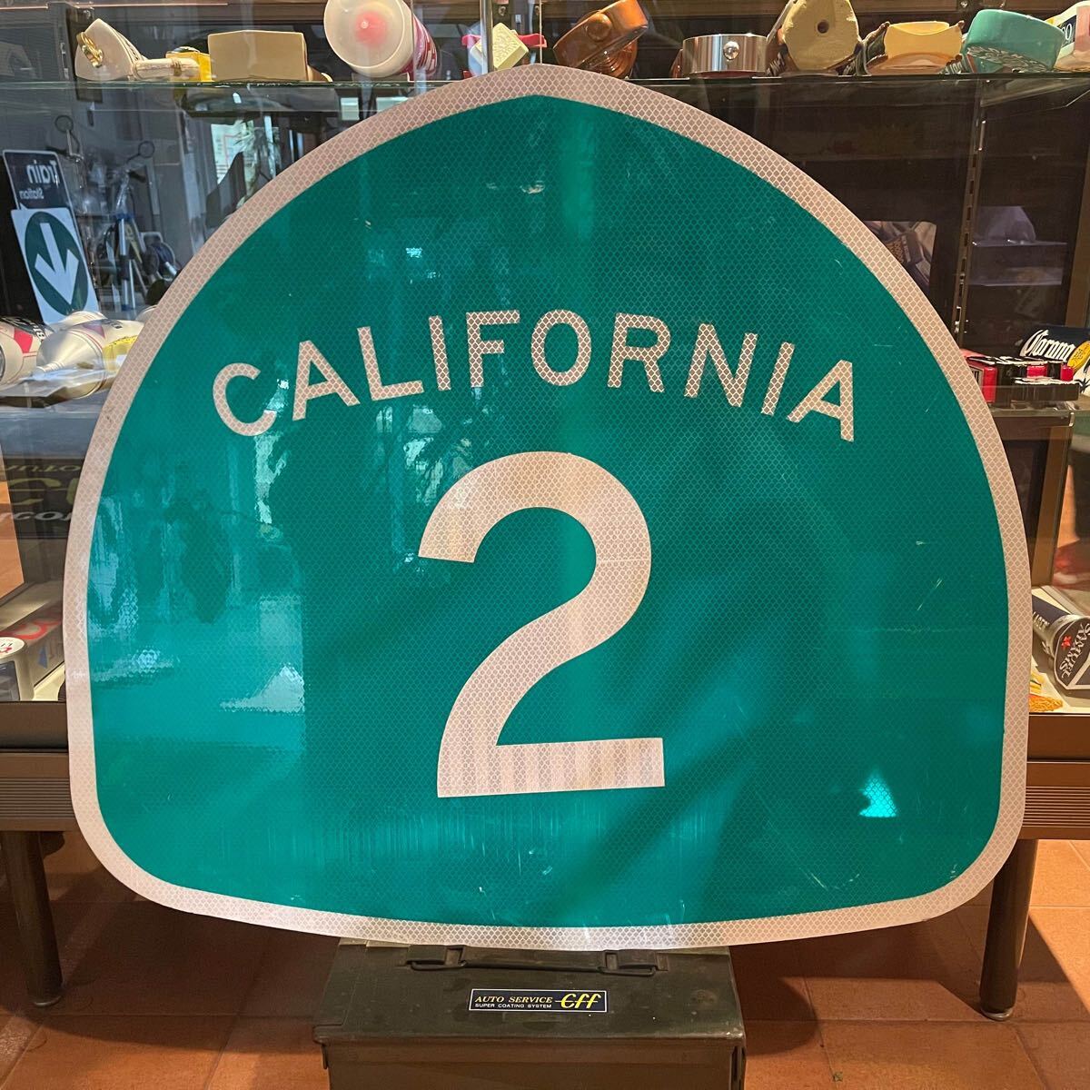 ロードサイン CALIFORNIA 2 E34 WARNING 道路標識 ガレージ 本物 アメリカ雑貨 輸入雑貨 ハワイ雑貨 カリフォルニア メタルサイン usdm