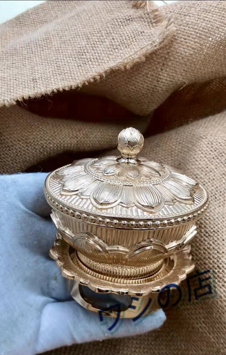 PH-3366 「密教法具 寺院用仏具」洒水器、塗香器二器セット 真鍮製磨き仕上げ