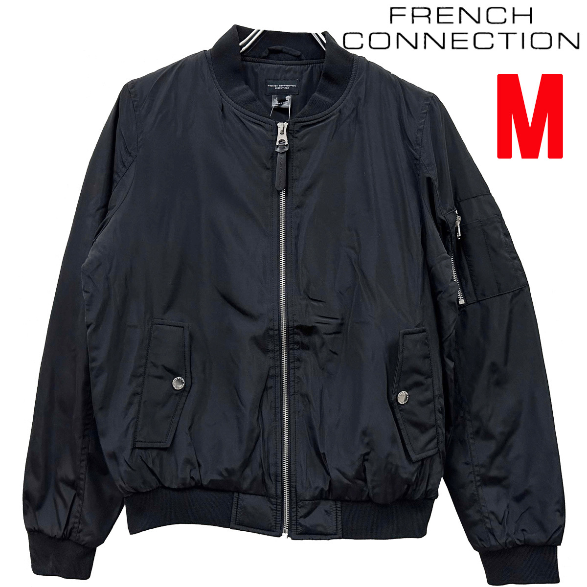 新品 M ★ コストコ French Connection フレンチコネクション レディース MA-1 ジャケット ブラック 中綿 ジップ ジャンパー ミリタリー