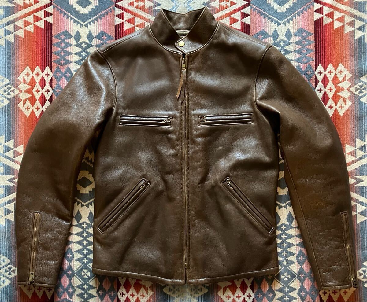 【美品】RRL ダブルアールエル ノウルズ KNOWLES レザー ジャケット XS スタジャン ブルゾン ポロ ラルフローレン デニム ライダース 革