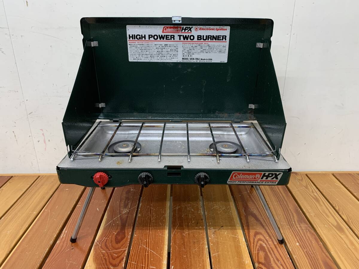 処分特価品★【Coleman/コールマン】ハイパワーツーバーナーガスコンロ【5436-700J】屋外専用 中古品