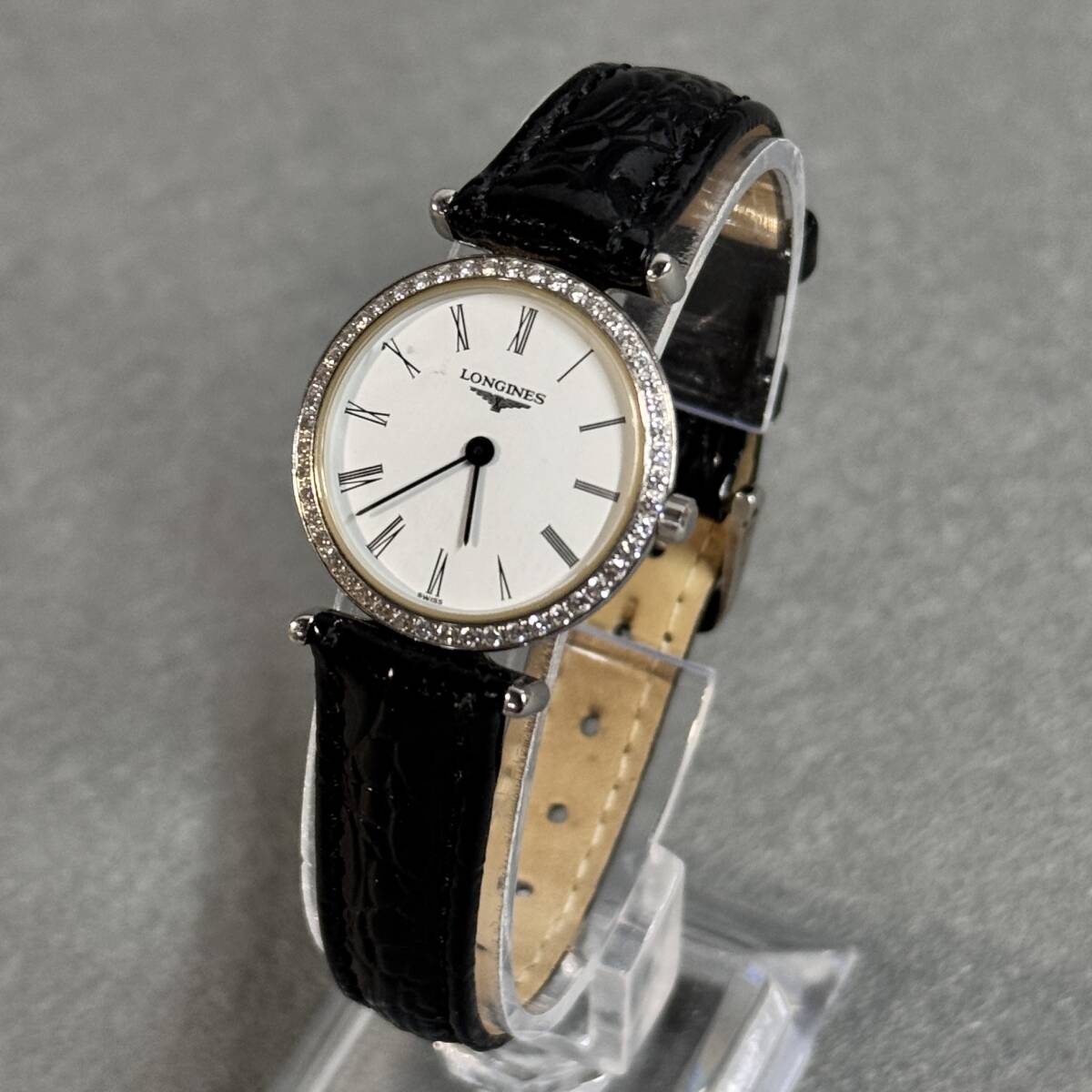 【10038Q】LONGINES ロンジン la grande classique L4 204 0 ラ グラン クラシック ホワイト レディース ダイヤ 手巻き 稼働品 現状品