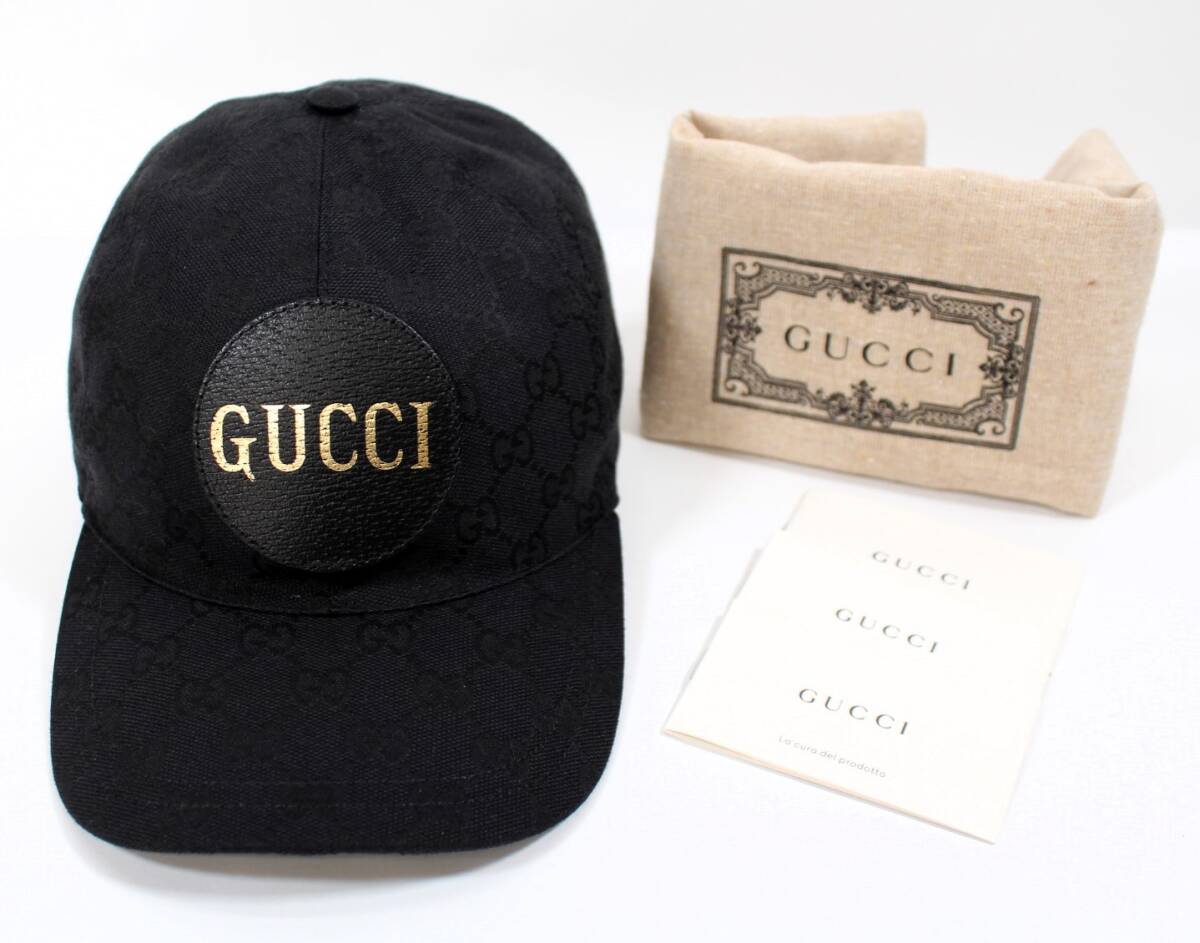 Y6638＃◆未使用品◆GUCCI グッチ GGキャンバス ベースボールキャップ サイズ：L 59cm ブラック