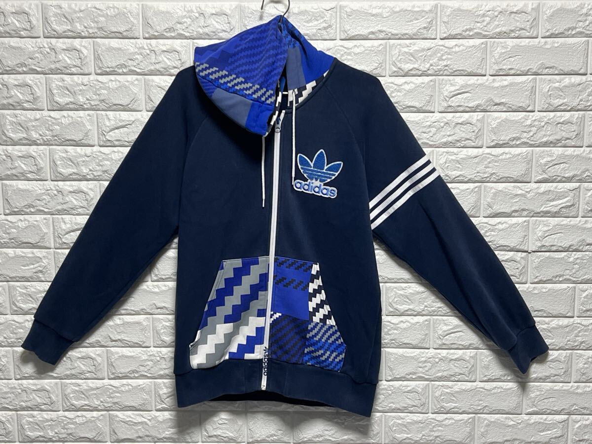 ☆希少☆adidas(アディダス) 刺繍 デカロゴ パーカー ジップパーカー スウェットパーカー L ジップパーカー