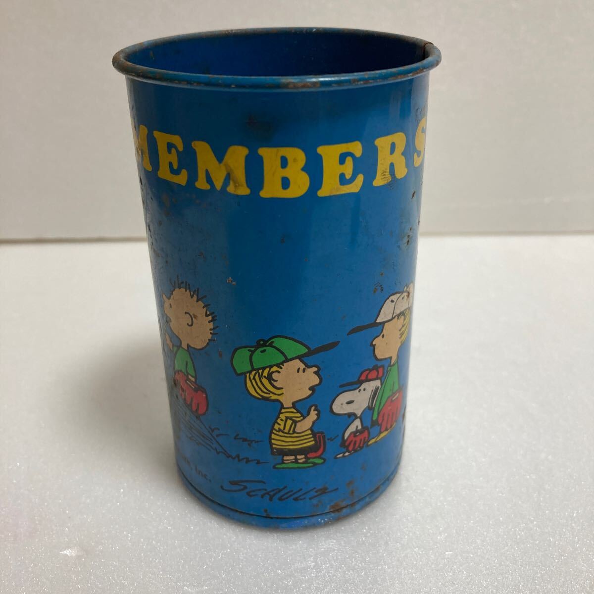 当時物　レトロ　スヌーピー ペン立て　缶