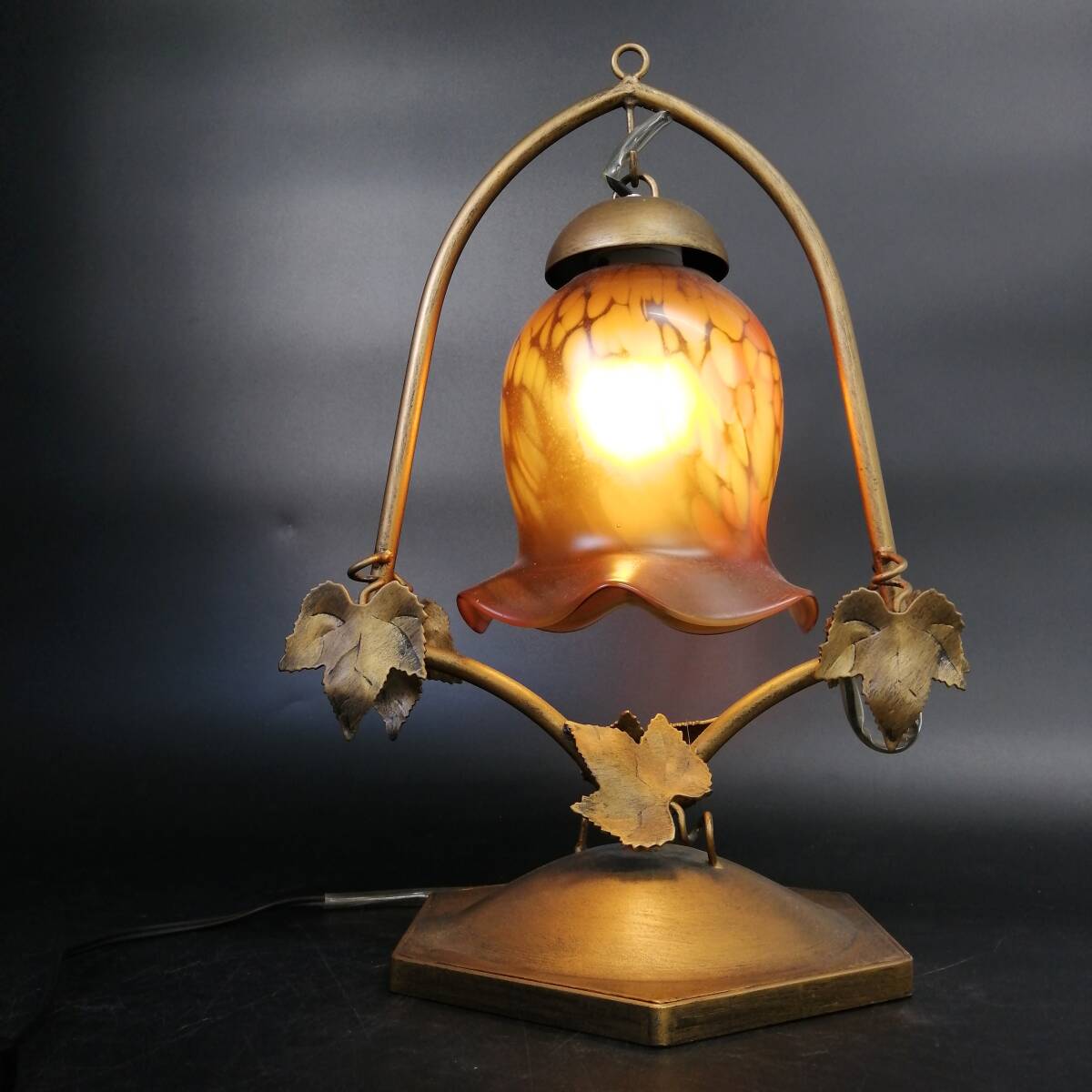 Roman ローマン スタンドライト 卓上ライト ランプ テーブルランプ 葡萄 ブドウ 昭和 レトロ ガラス シェード