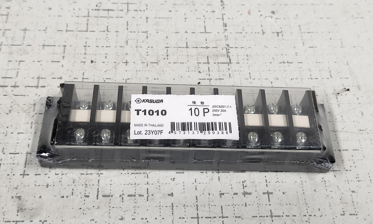 KASUGA/組端子台/端子台T1010/10P/250v 20A/1個/未使用