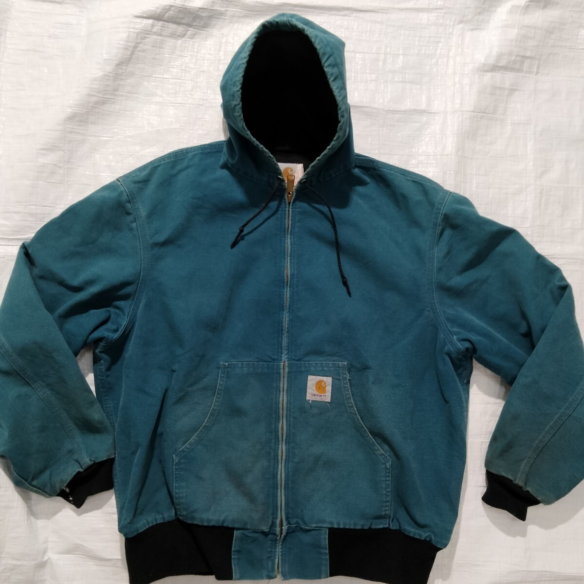 Carhartt JR455 active jacket カーハート　 アクティブ　ジャケット エメラルド グリーン　フェード　XL 90's ダック　パーカ　parka レア