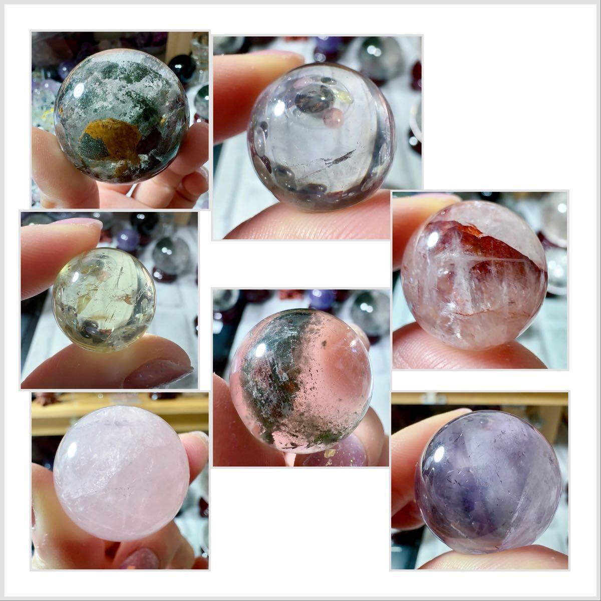 SS-047 天然水晶七星陣 AAA級天然本水晶保証　クリスタル　ブラジル産 庭園水晶 水晶 お守り 浄化 天然石 最高パワーストーン　