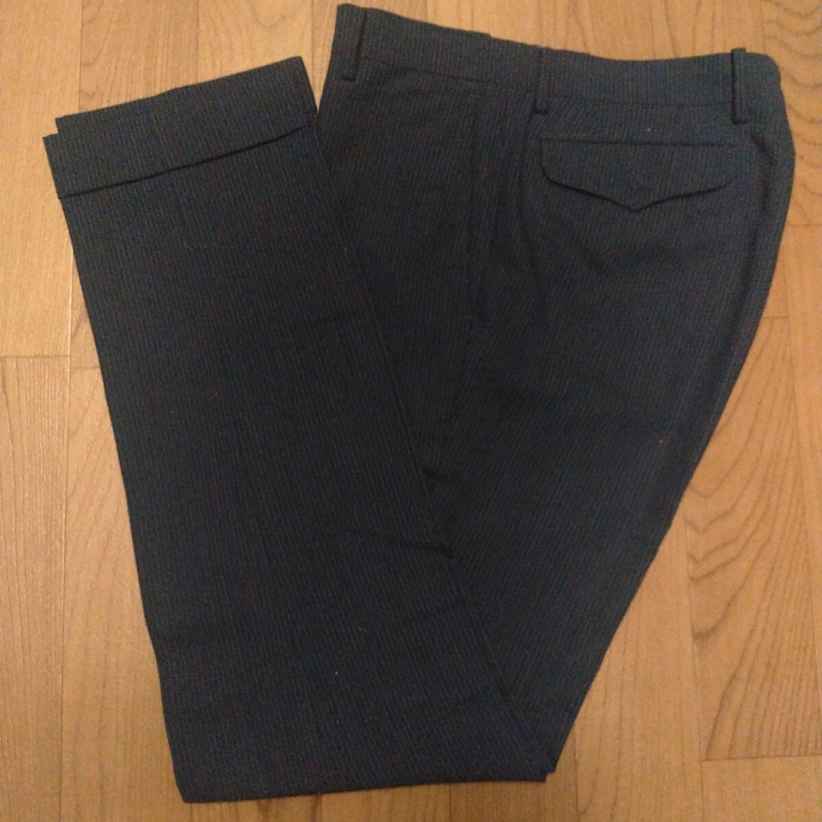 オリヒカ　紺　ストライプ　ウエスト79cm　ネイビー　パンツ　股下:約78.5cm