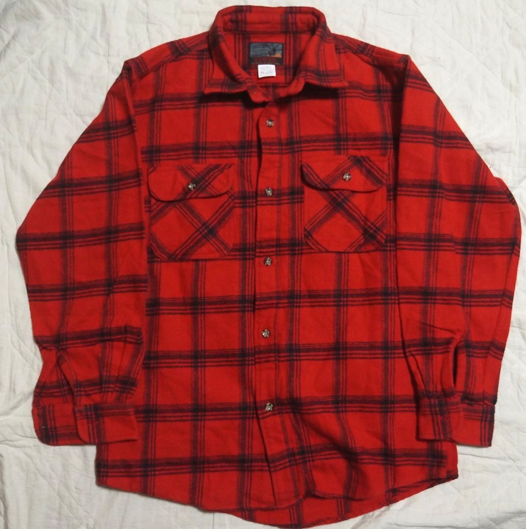 美品 EDWIN Outdoor Clothing　ヘビーウェイトコットンシャツ 赤系　M　厚手シャツ　エドウィン　5008-09
