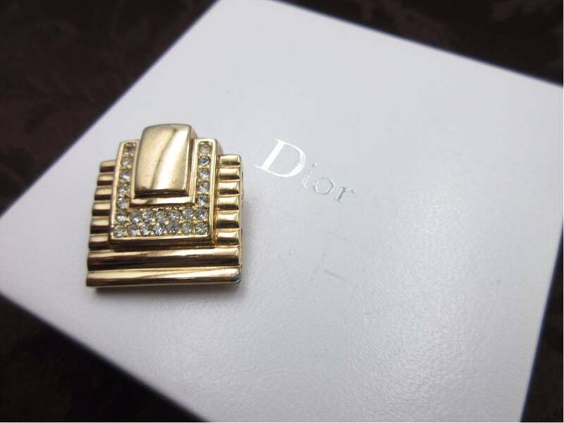 【希少】Christian Dior ブローチ ストーン ロゴ クリスチャン ディオール ヴィンテージ アクセサリー レディース 結婚式 レア nu-22-30