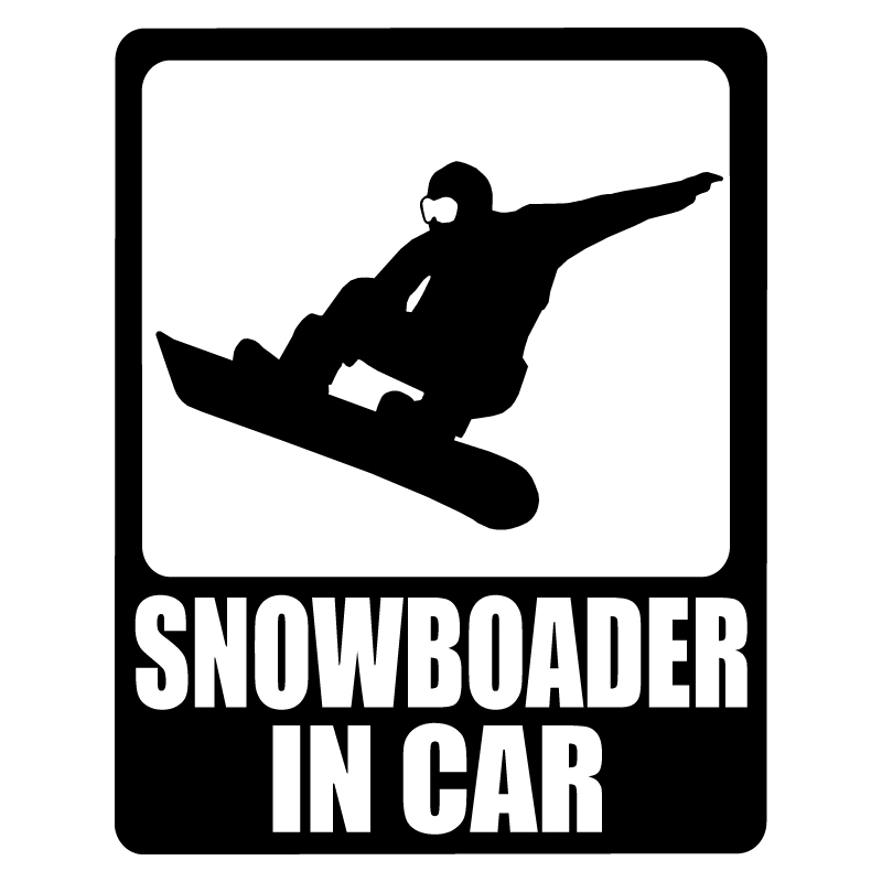 オリジナル ステッカー SNOWBOADER in CAR ブラック スノーボーダー イン カー アウトドア パロディステッカー スノーボード スノボ