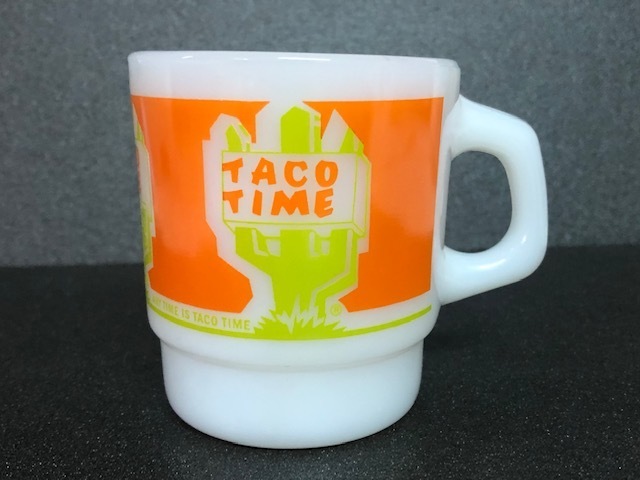 最終再値下げ!! レア ファイヤーキング タコタイム スタッキングマグ FIRE KING TACOTIME MUG アドマグ アドバタイジング VG-9