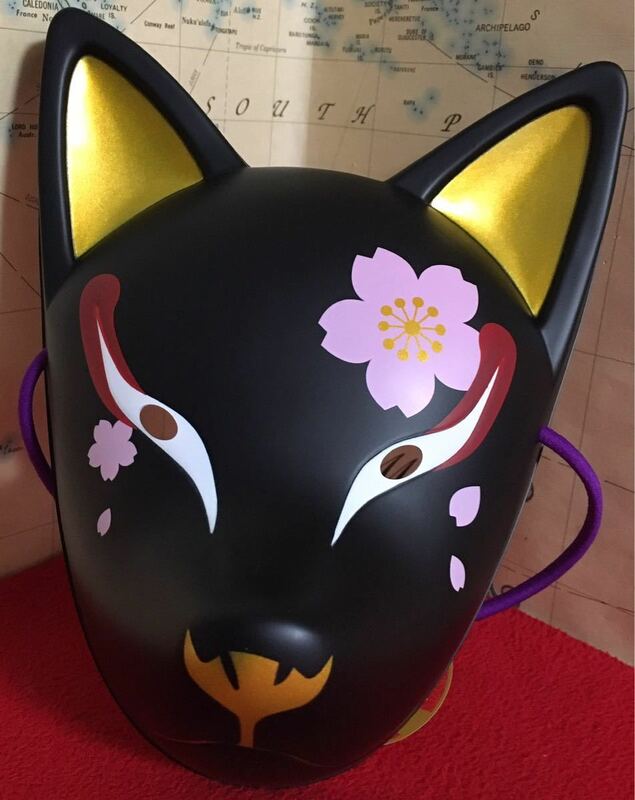 日本の伝統美「お面」！祭り 縁日に’きつね面[天狐／夜桜]定形外にてお届け致します
