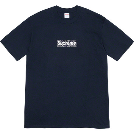 希少★新品本物【紺★M】★Bandana Box Logo Tee バンダナ ボックス Tシャツ 正規店購入 シュプリーム 25周年 限定 入手困難 Supreme 19A/W