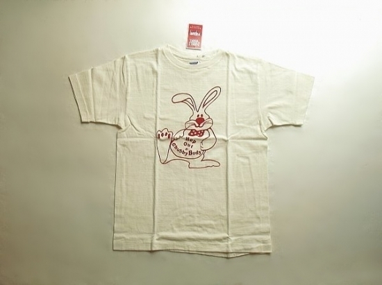 Lot.33005　クルーネックＴシャツ/HOP OUT（ダブルワークス）　M　オフホワイト　兎　アメリカン・コットン100%　丸胴　ウエアハウス　新品