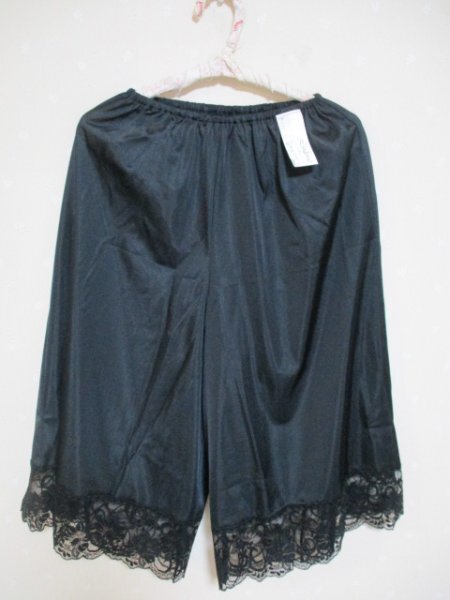 ☆彡★Lingerie★ペチパンツ　レース付き　黒☆L　丈60 　50101