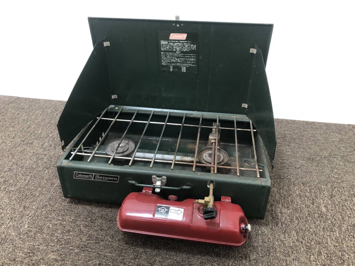 コールマン パワーハウス ツーバーナー【413H】ホワイトガソリン コンロ アウトドア キャンプ 現状品