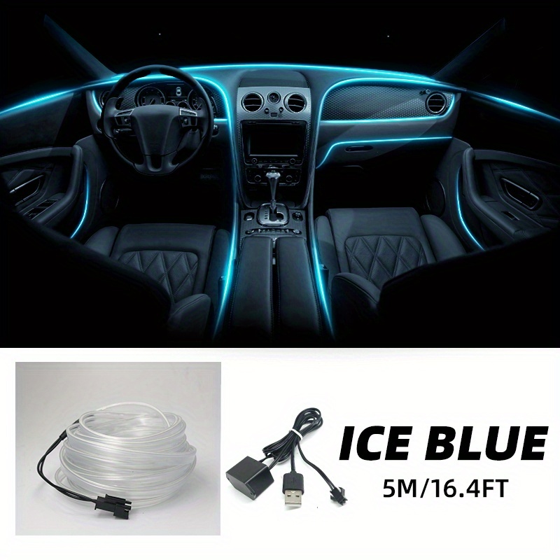 LED テープライト 5m アイスブルー 青 フードライト 車用 防水 車内ライト 薄型 ボンネットライト ディライト 汎用 USB給電 簡単取付 t544