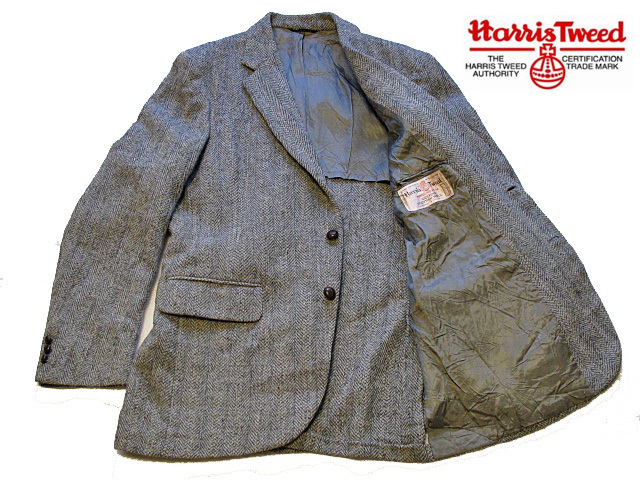 ◆美品 70'sビンテージ Harris Tweed ハリスツイード ヘリンボーン織 テーラードジャケット 最高級スコットランド産ピュアウール100%